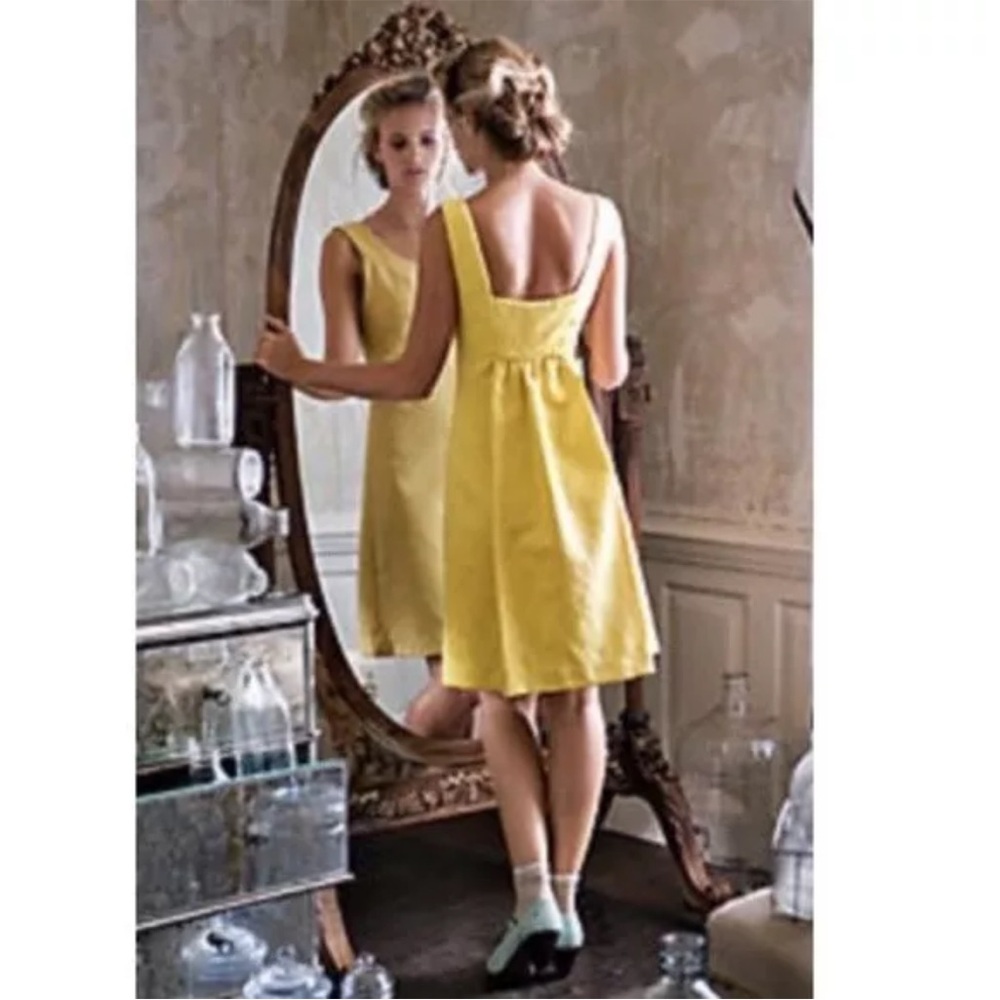 EUC What Goes Around Comes Around Yellow Embossed Mod Dress